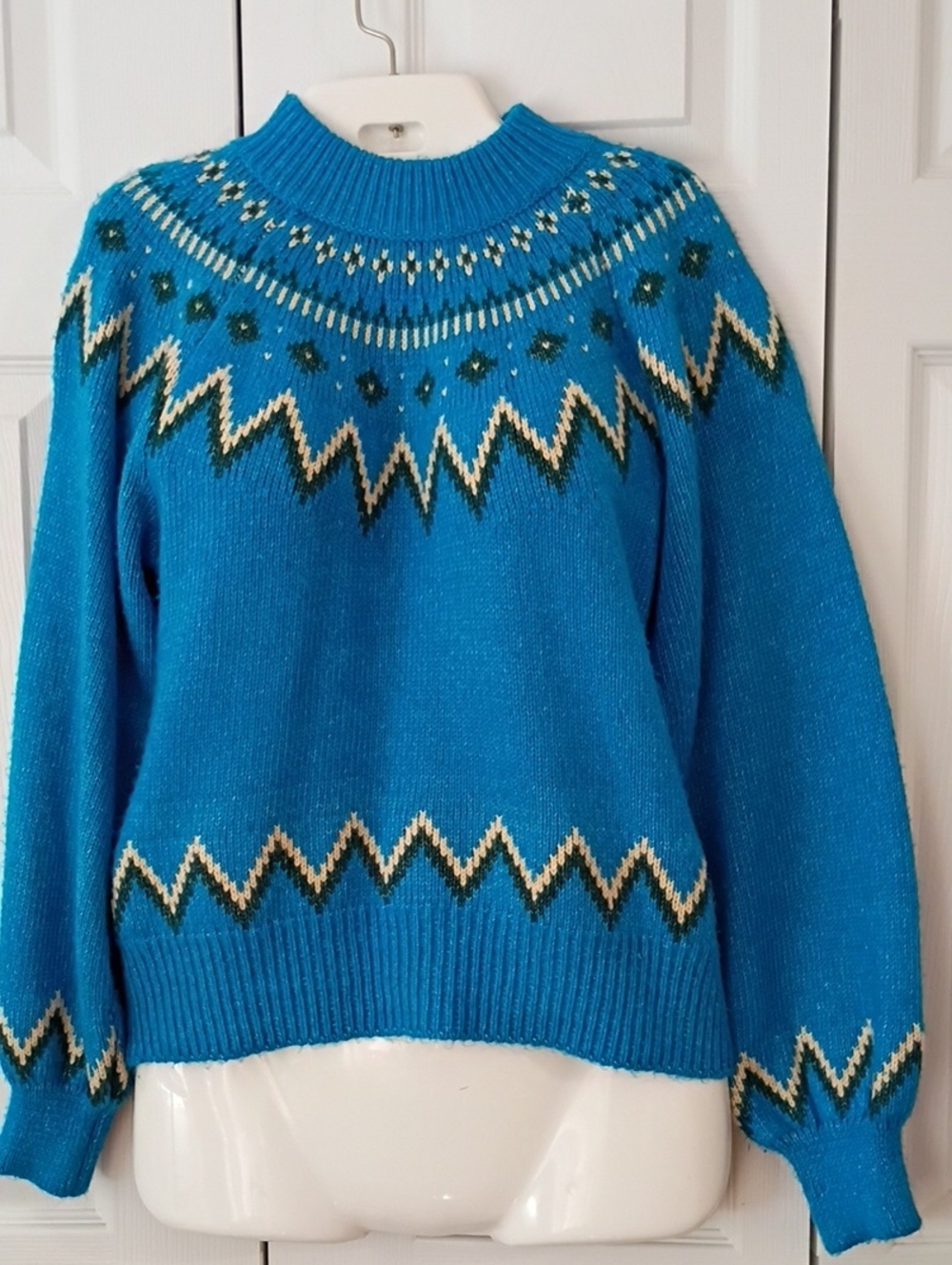 Who What Wear Blue Fair Isle Crewneck Sweater Sz. M